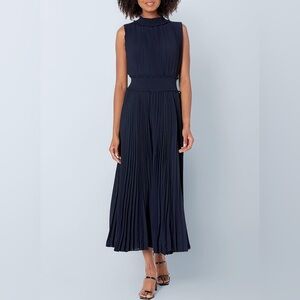 NANETTE LEPORE Navy Pleated Midi Dress